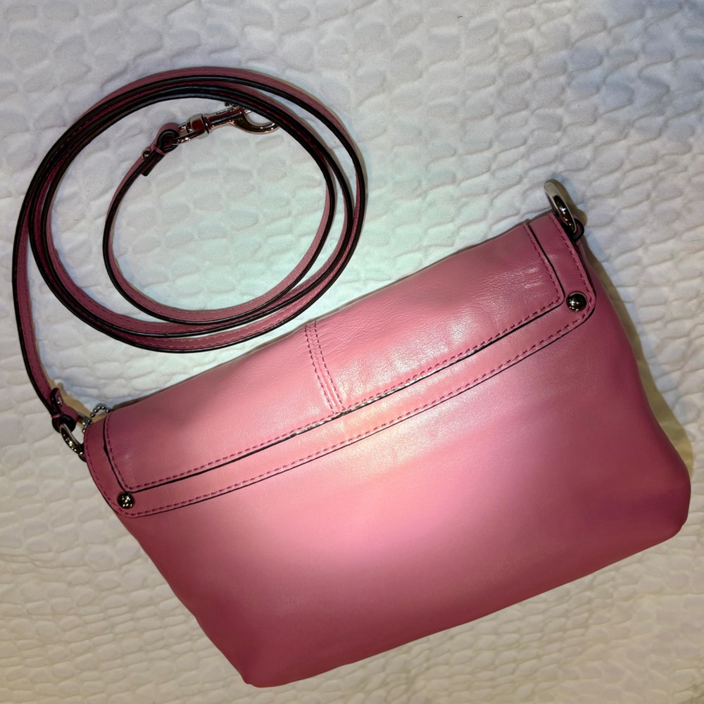 Vintage Coach Kristin Y2K SOFT Leather Flap Snap Small CrossBody Geranium Pink 🌸 - Picture 8 of 8